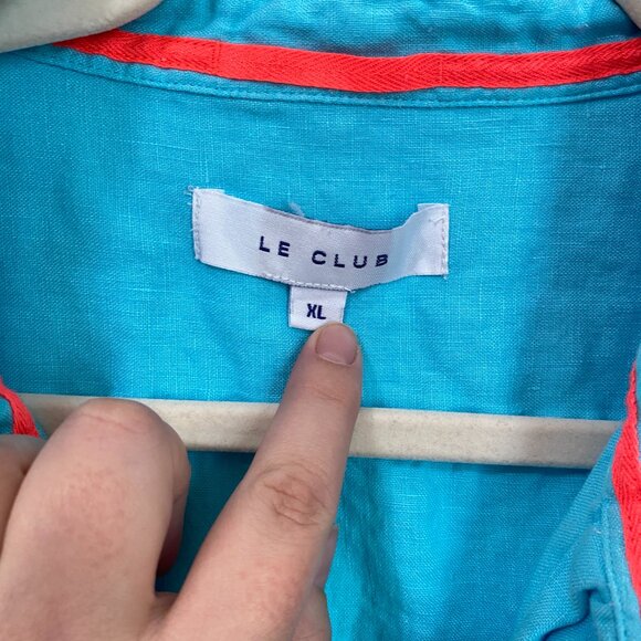 Le Club Peter 100% Linen Shirt - Aqua Size XL - Picture 6 of 9